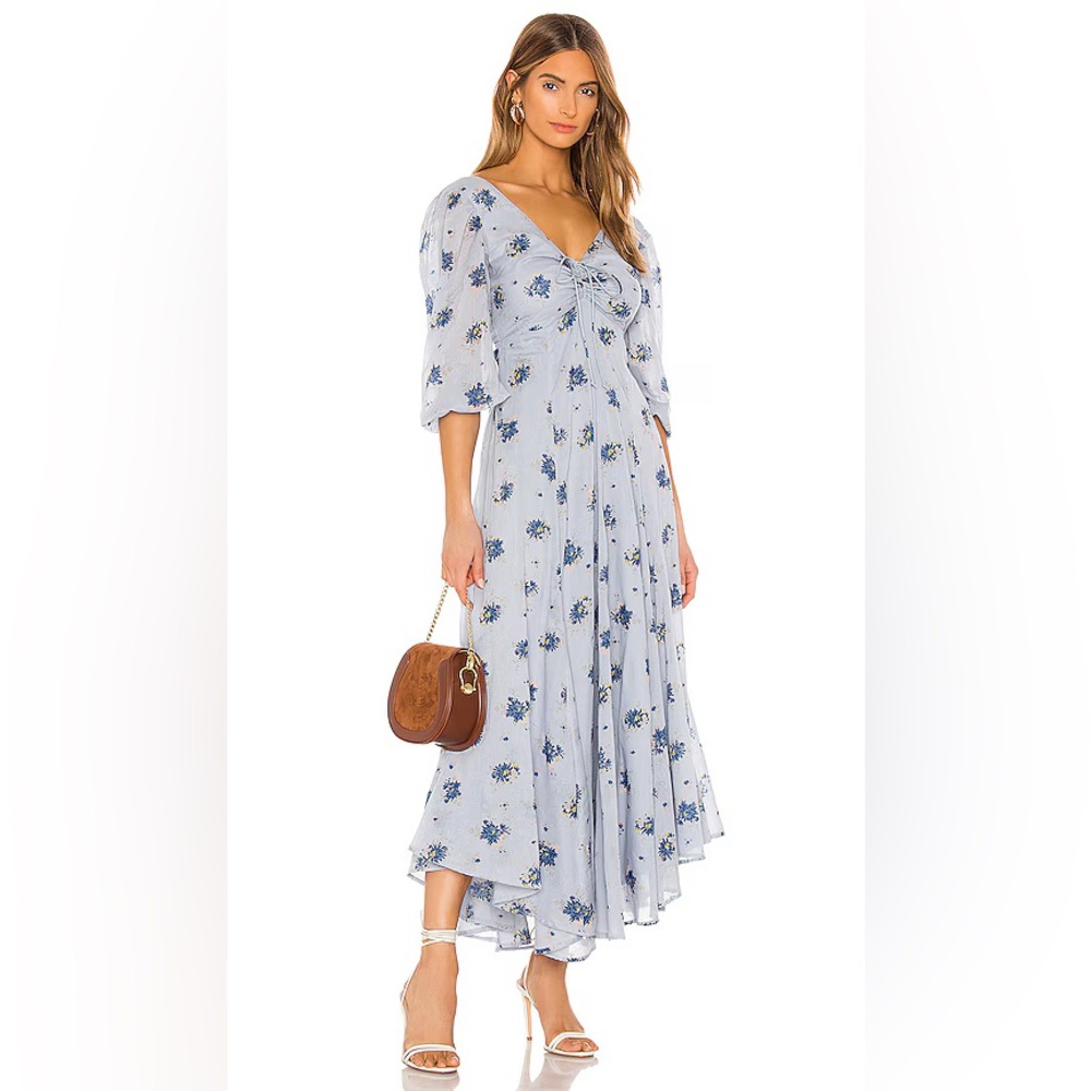Free People NWT Sea Glass Midi Dress in Blue Combo size 4